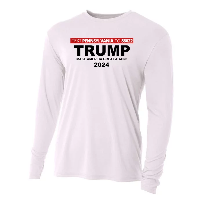 Text Pennsylvania To 88022 Trump Make America Great Again 2024 Cooling Performance Long Sleeve Crew