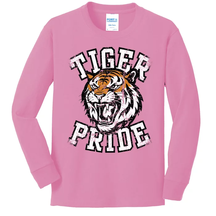 Tiger Pride Tiger Mascot School Sports Team Kids Long Sleeve Shirt