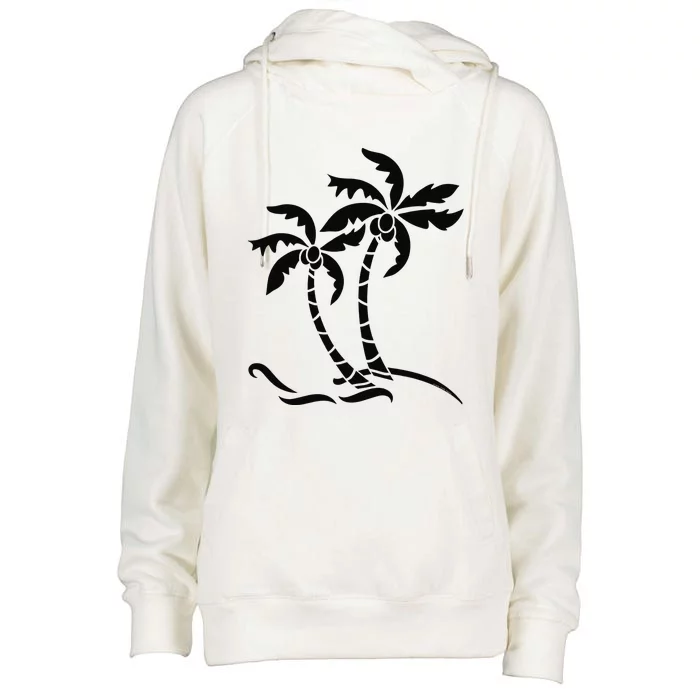 Tropical Palm Trees Graphic Beach Vacation Summer Palm Trees Womens Funnel Neck Pullover Hood