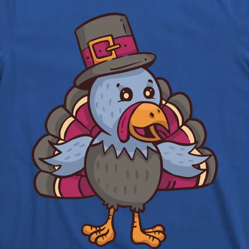 Turkey Pilgrim Thanksgiving Cartoon Thanks Gratitude Gift T-Shirt