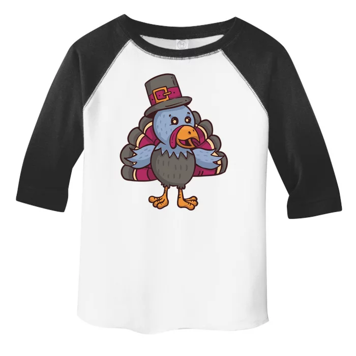 Turkey Pilgrim Thanksgiving Cartoon Thanks Gratitude Gift Toddler Fine Jersey T-Shirt