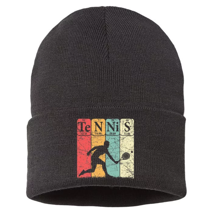 Tennis Periodic Table Elements Tennis Player Nerd Vintage Sustainable Knit Beanie