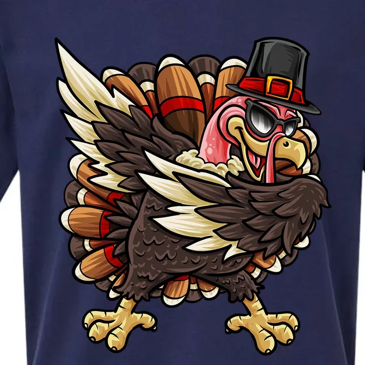 Thanksgiving Pilgrim Turkey Dabbing Gift Sueded Cloud Jersey T-Shirt