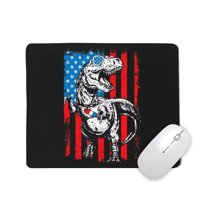 Trex Popsicle USA Flag Funny 4th Of July Dinosaur Gift Mousepad