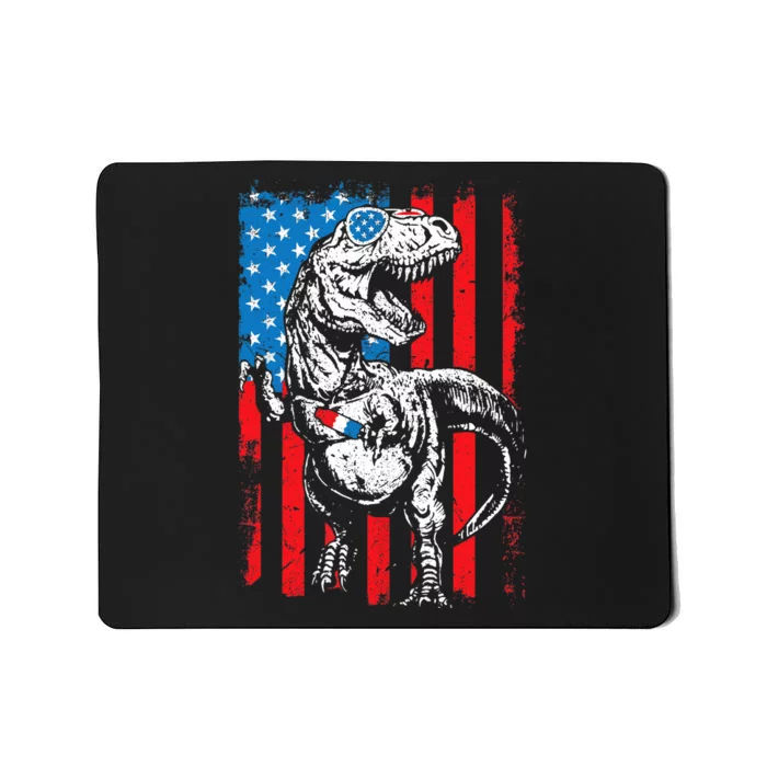 Trex Popsicle USA Flag Funny 4th Of July Dinosaur Gift Mousepad