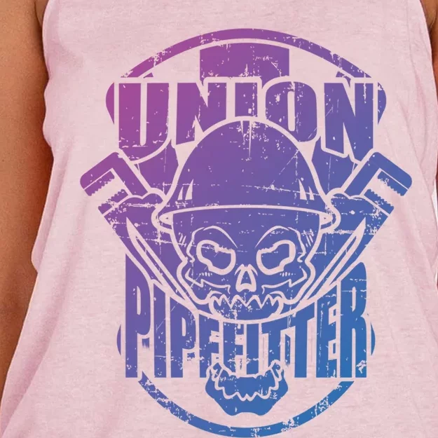 Tough Proud Union Pipefitter Workers Funny Gift Women's Knotted Racerback Tank