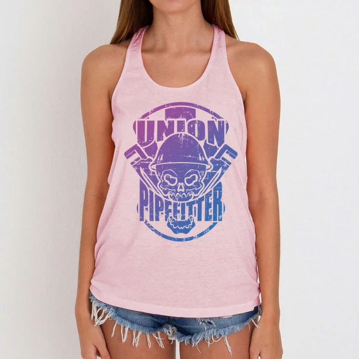 Tough Proud Union Pipefitter Workers Funny Gift Women's Knotted Racerback Tank