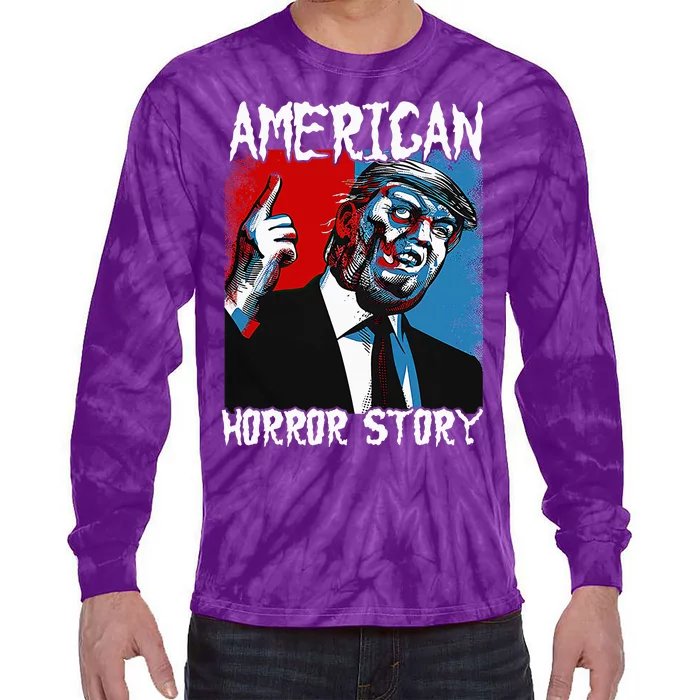 Trump President Usa Flag Halloween Horror Story Tie-Dye Long Sleeve Shirt