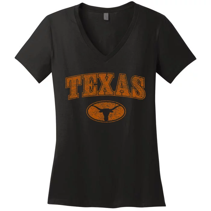 Texas Pride Varsity Town Blank Space Distressed Design Women's V-Neck T-Shirt