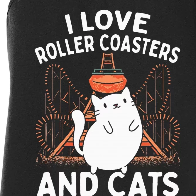 Theme Park Vacation I Love Roller Coasters And Cats Women's Racerback Tank