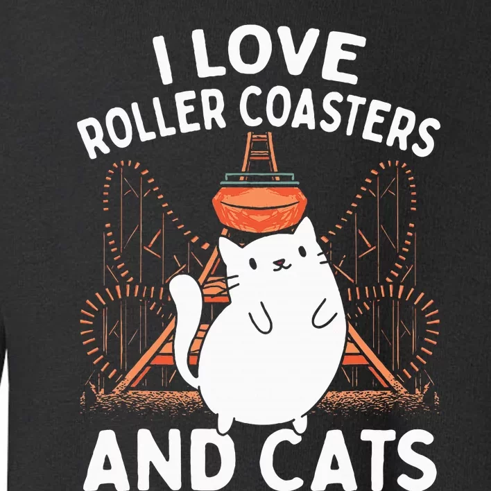 Theme Park Vacation I Love Roller Coasters And Cats Toddler Sweatshirt