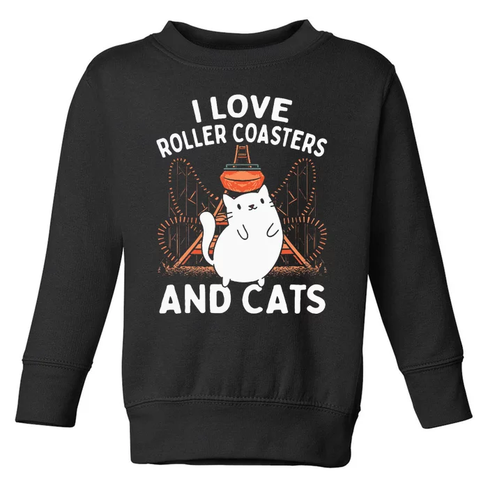 Theme Park Vacation I Love Roller Coasters And Cats Toddler Sweatshirt