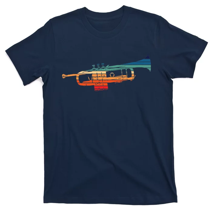 Trumpet Player Vintage Marching Band Retro Sunset Design T-Shirt