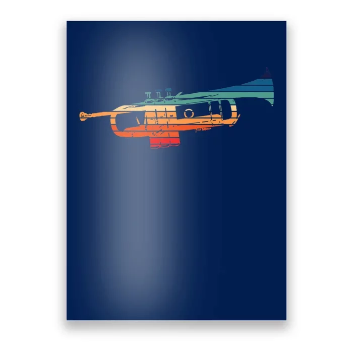 Trumpet Player Vintage Marching Band Retro Sunset Design Poster