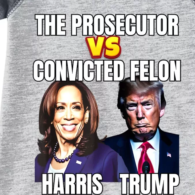 The Prosecutor Versus The Convicted Felon Harris Vs Trump Infant Baby Jersey Bodysuit