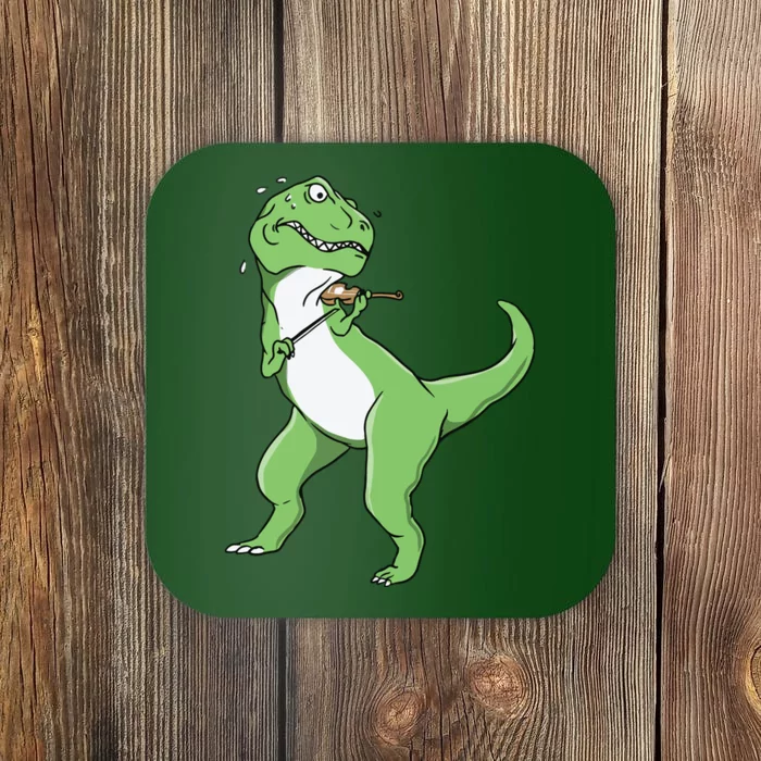 TRex Playing Violin Funny Violinist Coaster