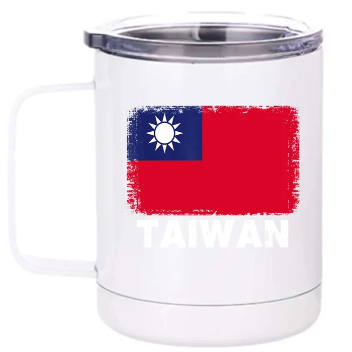 Taiwanese People Vintage Taiwan Flag Great Gift Front & Back 12oz Stainless Steel Tumbler Cup