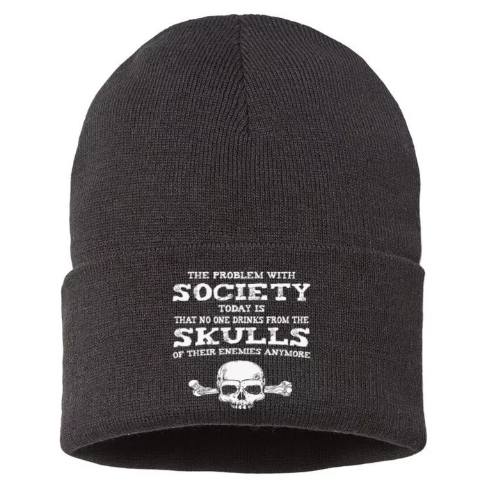 The Problem With Society Today Funny Graphic Sustainable Knit Beanie