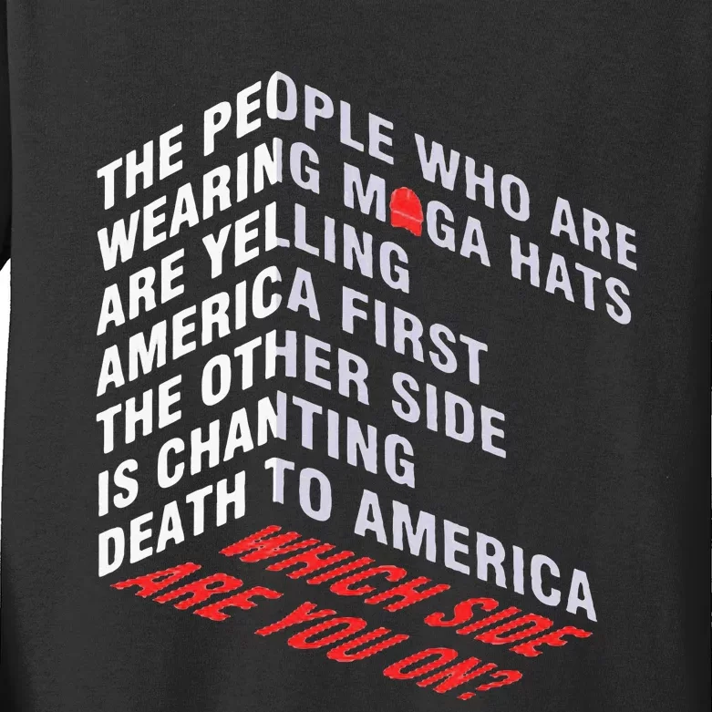 The People Who Are Wearing Maga Hats Are Yelling Kids Long Sleeve Shirt