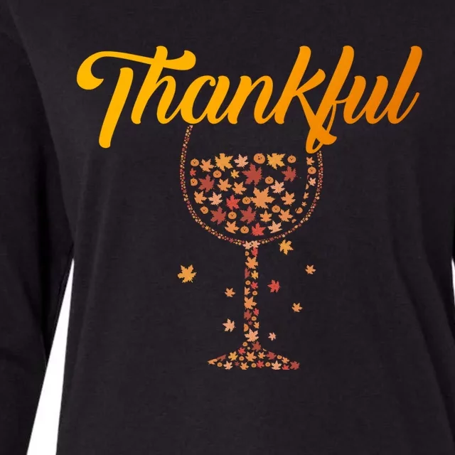 Thankful Pumpkin Wine, Thankful Grateful Blessed Autumn Fall 2022 Womens Cotton Relaxed Long Sleeve T-Shirt