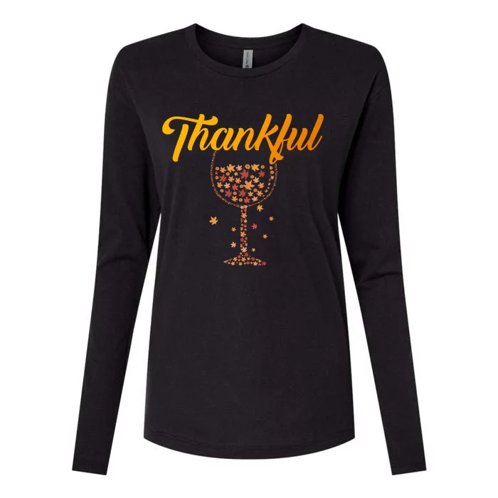 Thankful Pumpkin Wine, Thankful Grateful Blessed Autumn Fall 2022 Womens Cotton Relaxed Long Sleeve T-Shirt