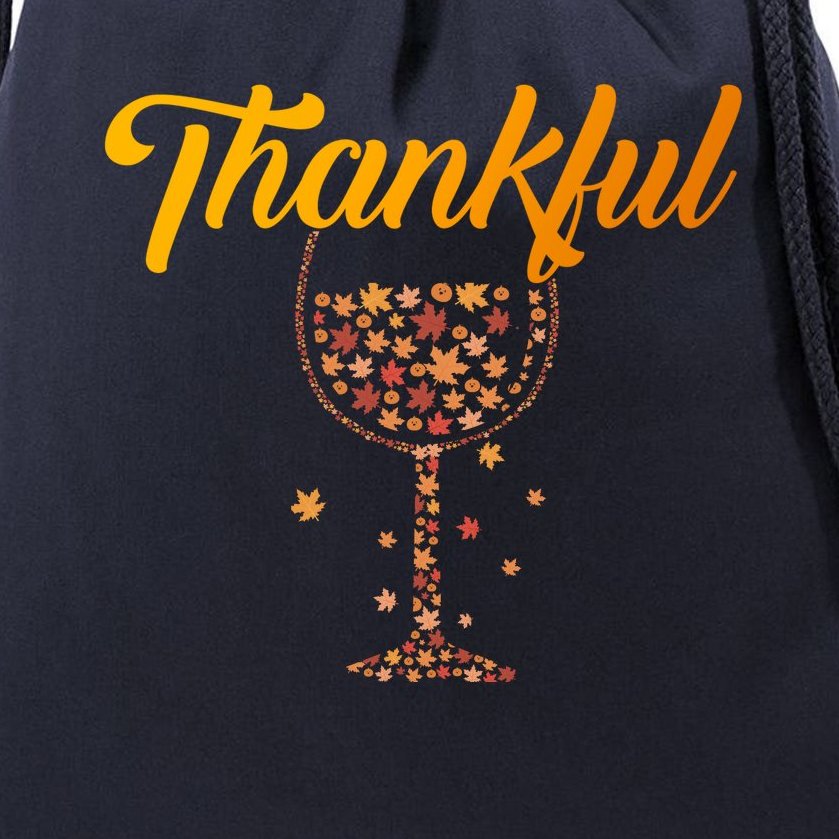 Thankful Pumpkin Wine, Thankful Grateful Blessed Autumn Fall 2022 Drawstring Bag