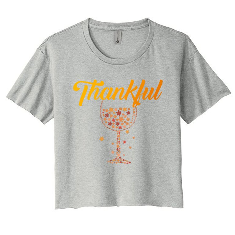 Thankful Pumpkin Wine, Thankful Grateful Blessed Autumn Fall 2022 Women's Crop Top Tee