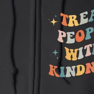 Treat People With Kindness Positive Mindset Groovy Women Men Full Zip Hoodie