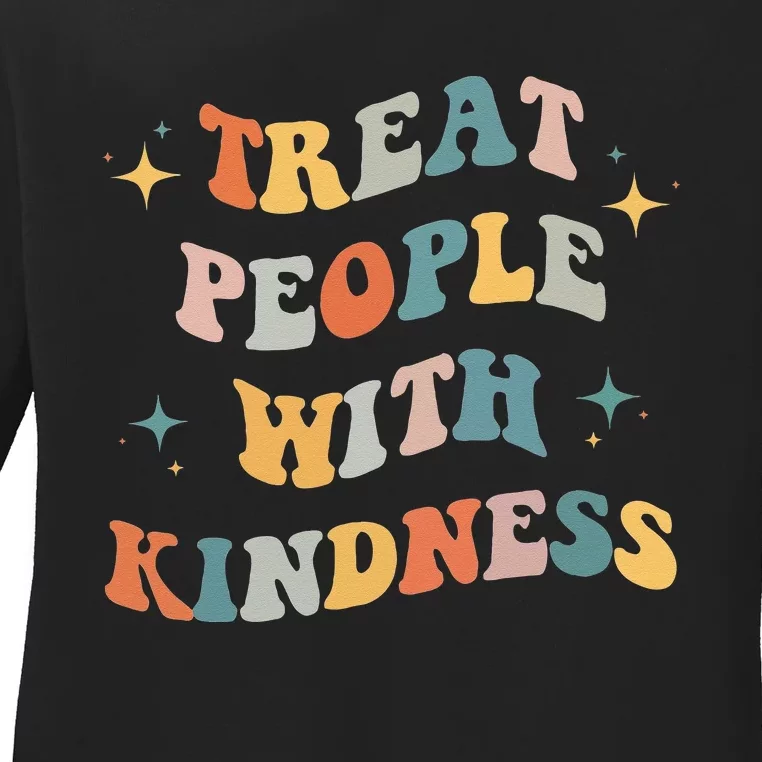 Treat People With Kindness Positive Mindset Groovy Ladies Long Sleeve Shirt