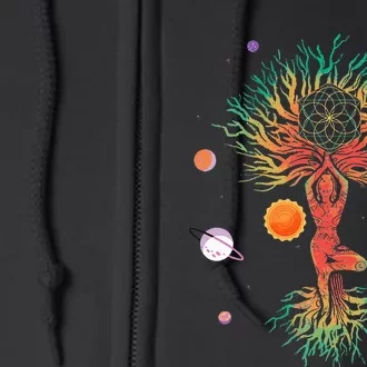 Tree Planets Yoga Meditation Spiritual Esoteric Mystery Fan Full Zip Hoodie