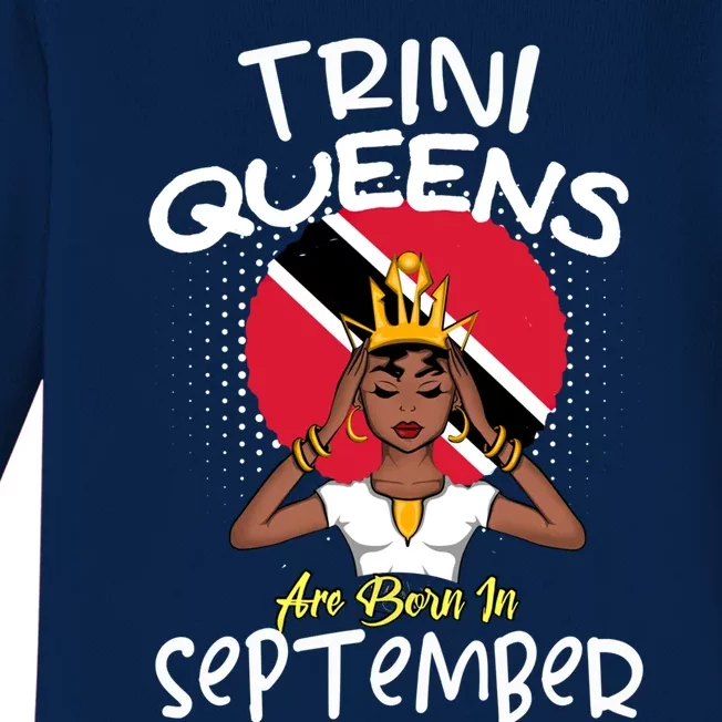 Trini Queens Are Born In September Gift Baby Long Sleeve Bodysuit