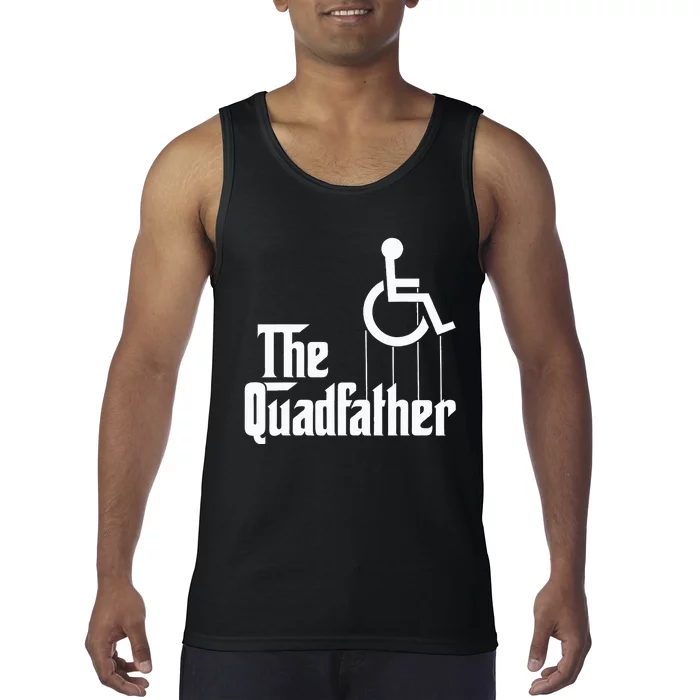 The Quadfather Handicap  Funny Wheelchair Tank Top