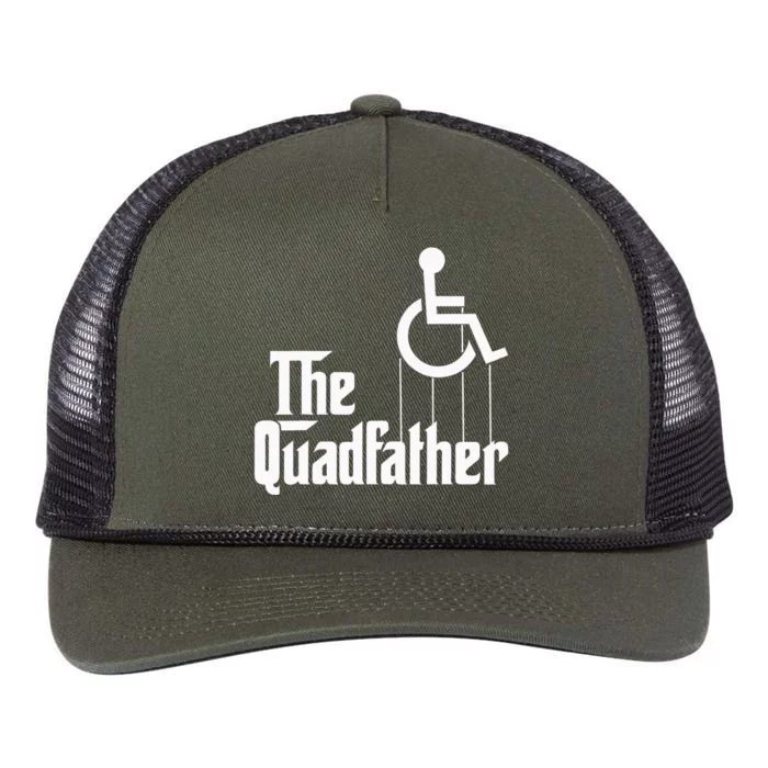 The Quadfather Handicap  Funny Wheelchair Retro Rope Trucker Hat Cap