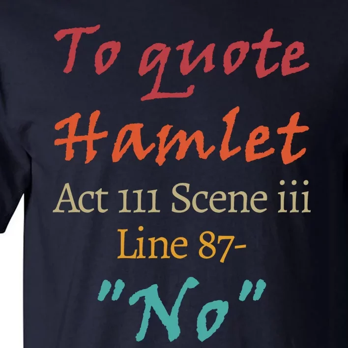 To Quote Hamlet, Act III Scene Iii Line 87 'No' Tall T-Shirt