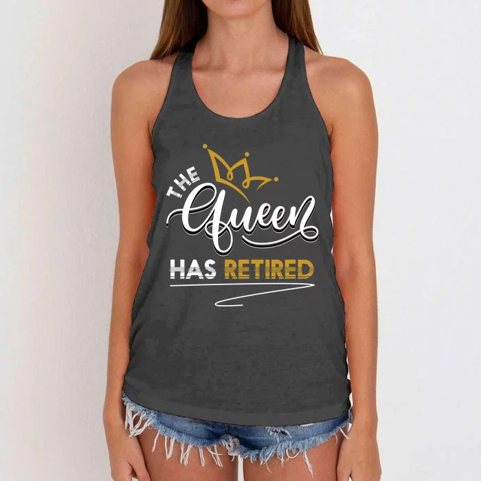 The Queen Has Retired Grandma Old Funny Retiret Gift Women's Knotted Racerback Tank