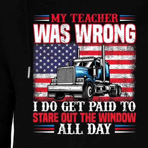 Teacher Quote I Do Get Paid To Stare Out The Window Womens Funnel Neck Pullover Hood