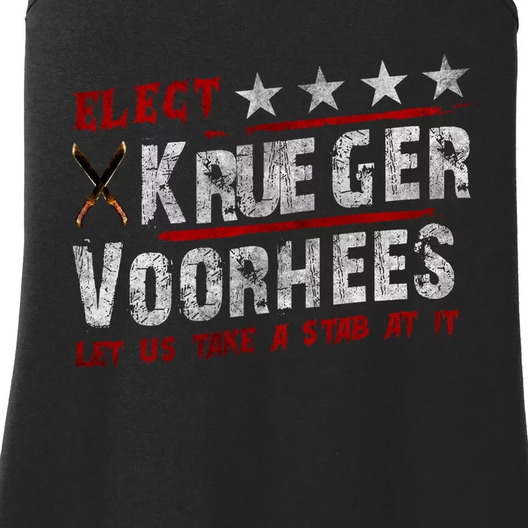 The Quote “Kruegervoorhees 2024 Let Us Take A Stab At It” Ladies Essential Tank