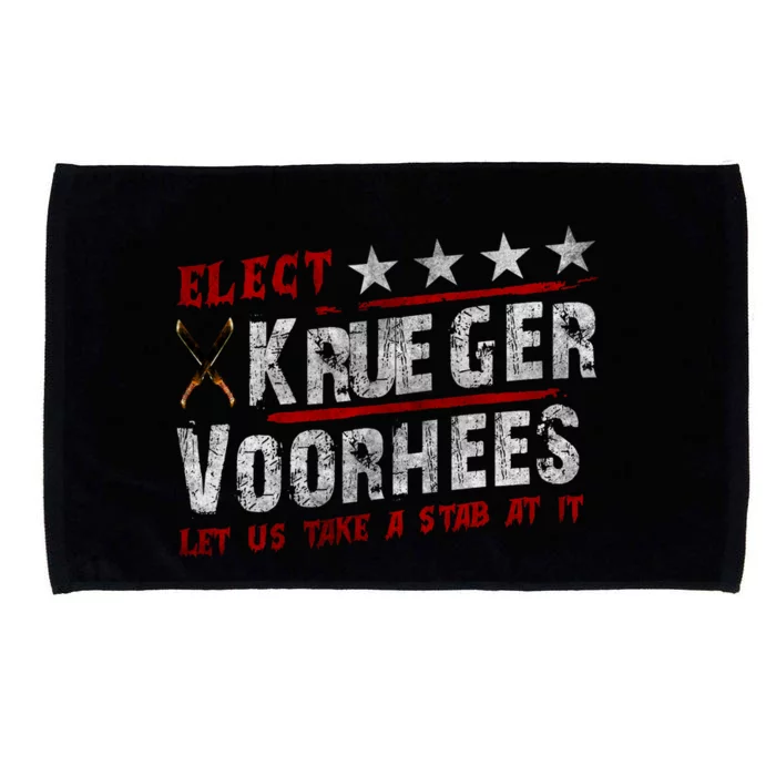 The Quote “Kruegervoorhees 2024 Let Us Take A Stab At It” Microfiber Hand Towel