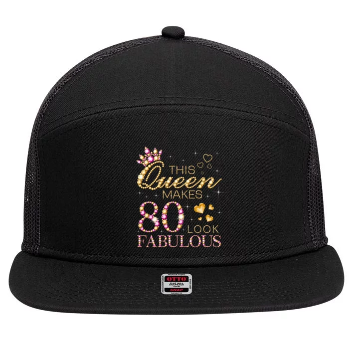 This Queen Makes 80 Look Fabulous 80th Birthday Queen B-day 7 Panel Mesh Trucker Snapback Hat