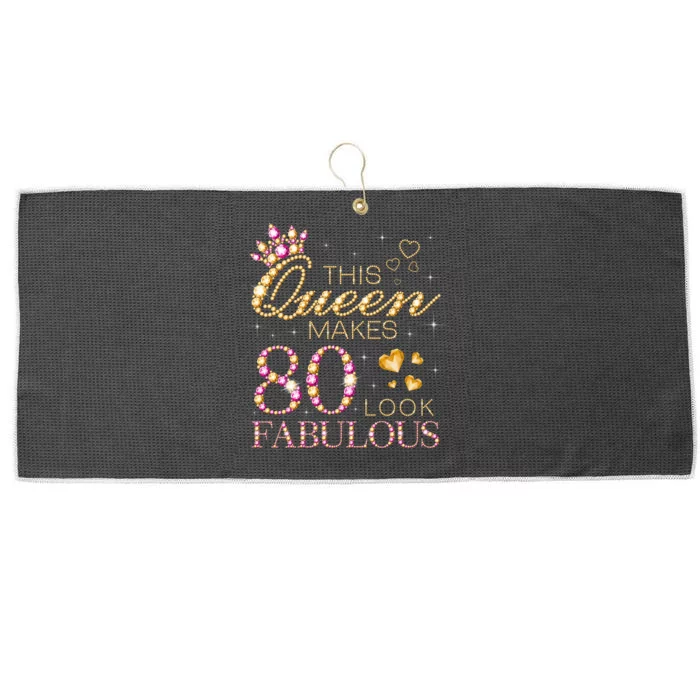 This Queen Makes 80 Look Fabulous 80th Birthday Queen B-day Large Microfiber Waffle Golf Towel