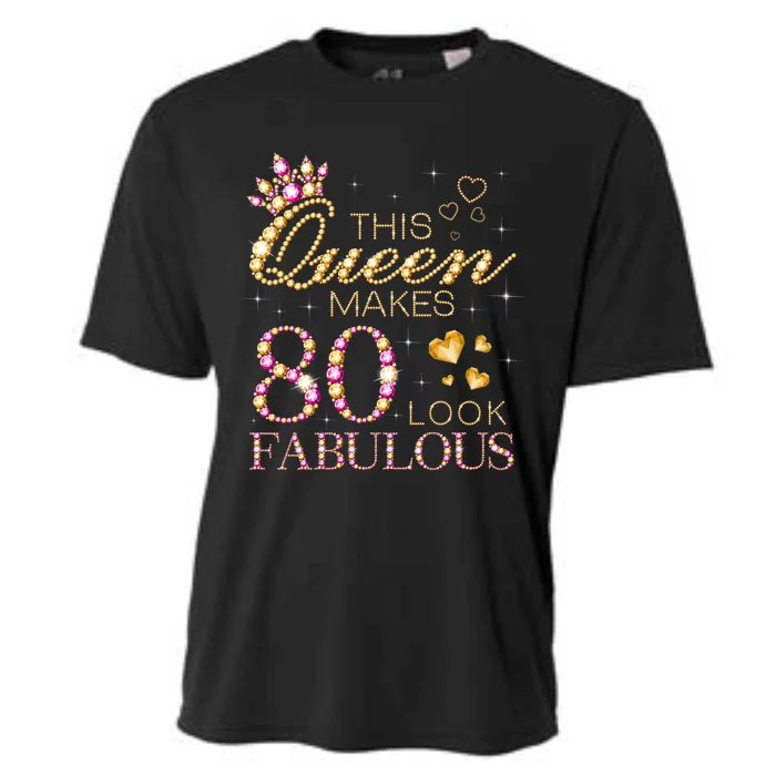 This Queen Makes 80 Look Fabulous 80th Birthday Queen B-day Long Sleeve Cooling Performance Crew T-Shirt