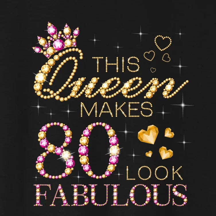 This Queen Makes 80 Look Fabulous 80th Birthday Queen B-day Long Sleeve Women's Crop Top Tee