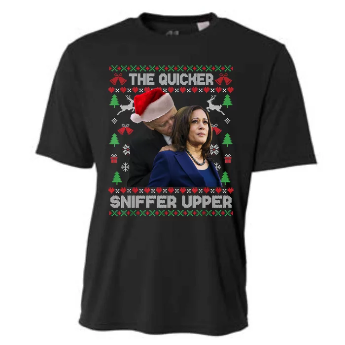 The Quicker Sniffer Upper Anti Biden Ugly Christmas Sweater Sweatshirt Cooling Performance Crew T-Shirt