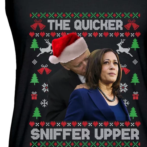 The Quicker Sniffer Upper Anti Biden Ugly Christmas Sweater Sweatshirt Ladies Essential Flowy Tank