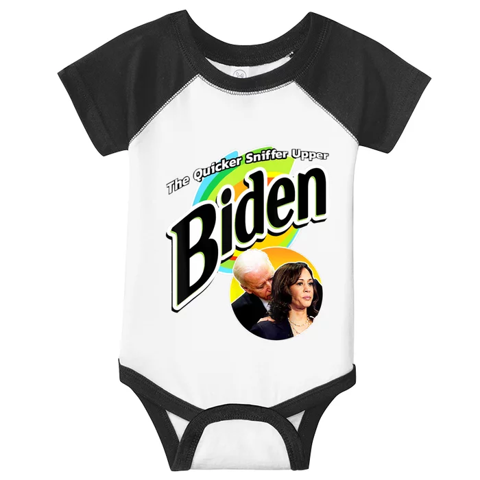 The Quicker Sniffer Upper Cute Gift Anti Biden Cute Gift Pro Trump Funny Great G Infant Baby Jersey Bodysuit