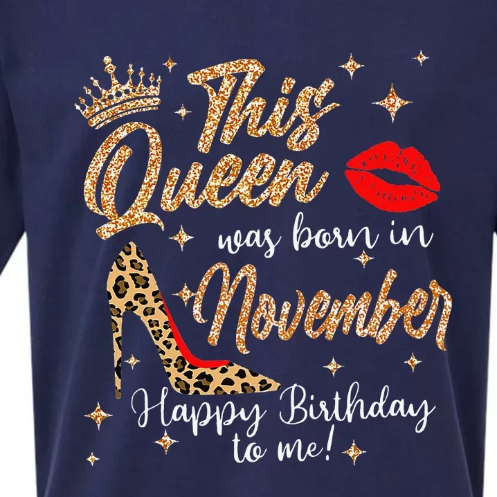 This Queen Was Born In November Happy Birthday To Me Sueded Cloud Jersey T-Shirt