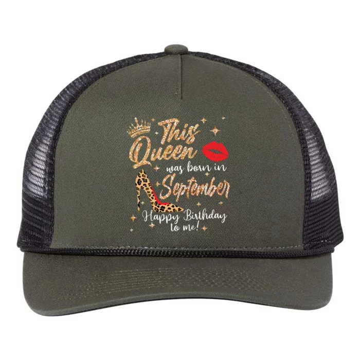 This Queen Was Born In September Happy Birthday To Me Retro Rope Trucker Hat Cap