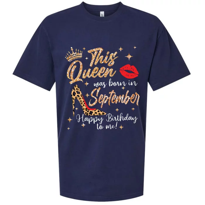 This Queen Was Born In September Happy Birthday To Me Sueded Cloud Jersey T-Shirt