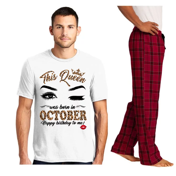 This Queen Was Born In October Happy Birthday To Me October Birthday Pajama Set