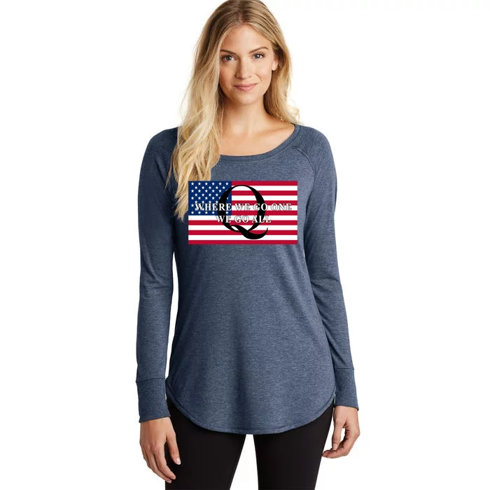 Trump Qanon Where We Go One We Go All Women's Perfect Tri Tunic Long Sleeve Shirt